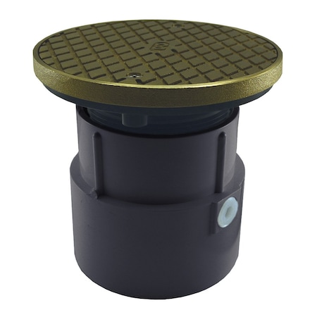 Jones Stephens 4in PVC Over Pipe Fit Base Cleanout with 3-1/2in Plastic Spud and 6in Nickel Bronze Cover with Ring C60024